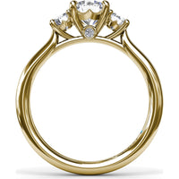 Petite Three-Stone Round Diamond Engagement Ring Setting with 0.34 Carat Total Side Diamond Weight by Fana