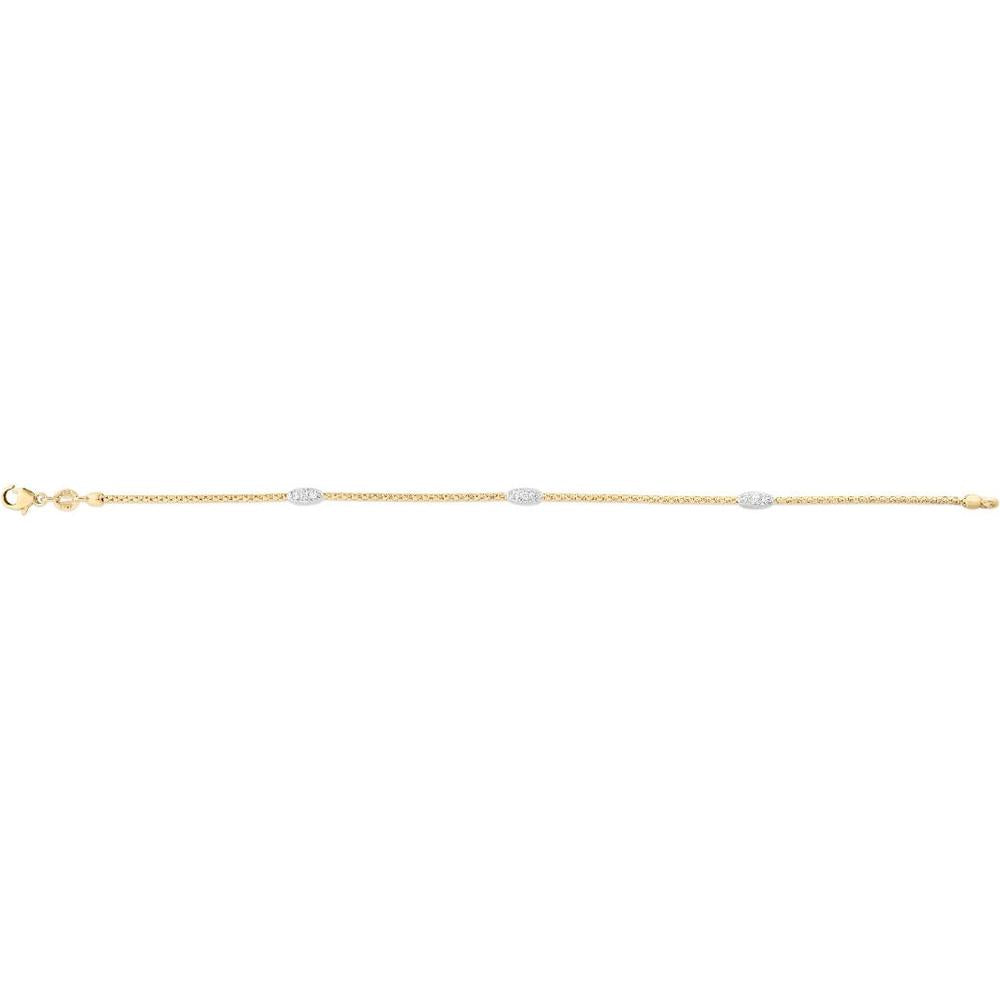 Phillip Gavriel 14K Gold Two-Tone Popcorn Diamond Station Bracelet with 0.09 Carat Diamonds - 7.25"