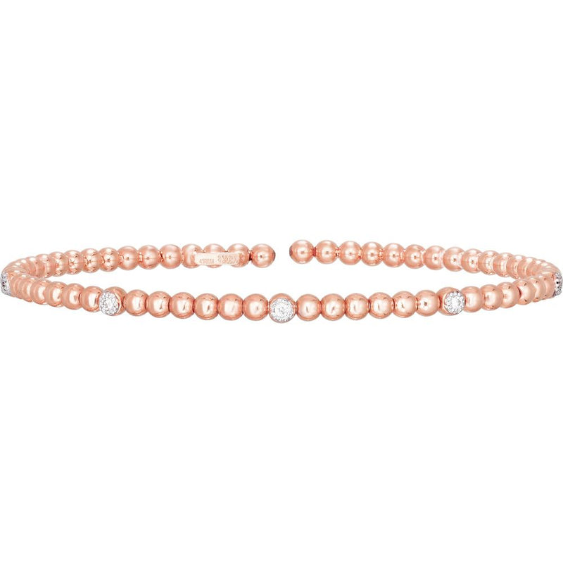 Phillip Gavriel 14K Rose Gold Popcorn Bead Cuff Bracelet with Diamond Accents - 0.05 Carat Total Diamond Weight