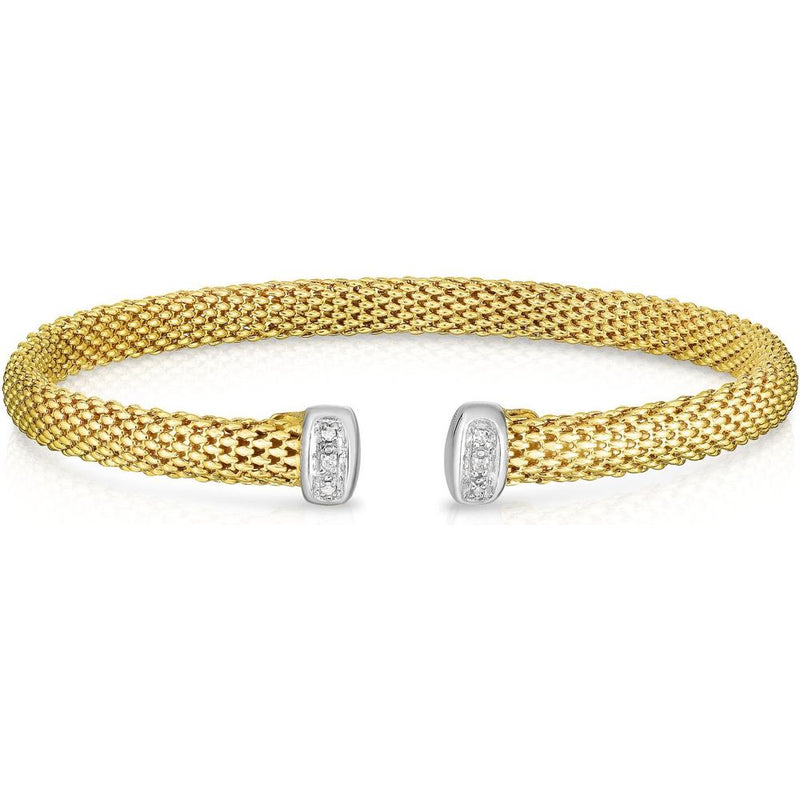 Phillip Gavriel 14K Two-Tone Gold Popcorn Bangle with Diamond Accents - 0.03 Carat Total Diamond Weight