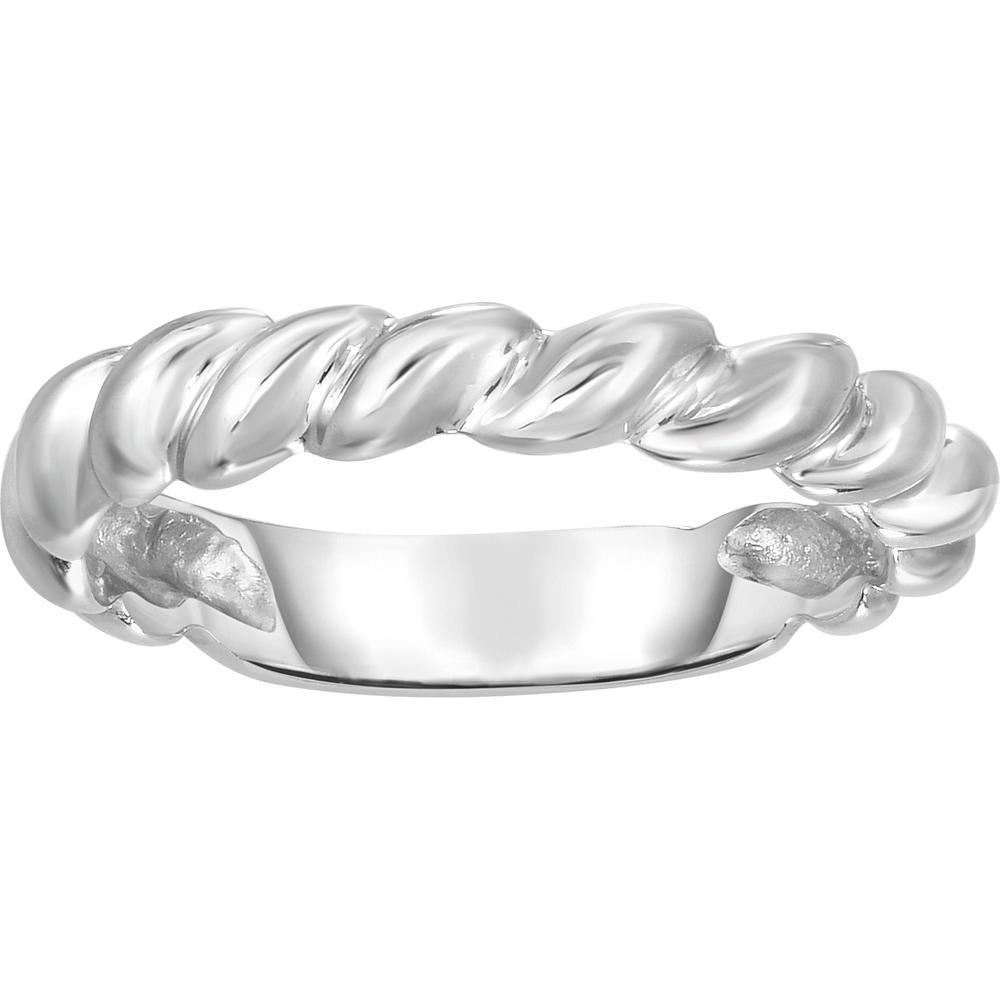 Phillip Gavriel 14K White Gold Thin Twisted Band - Italian Cable Collection - Size 8
