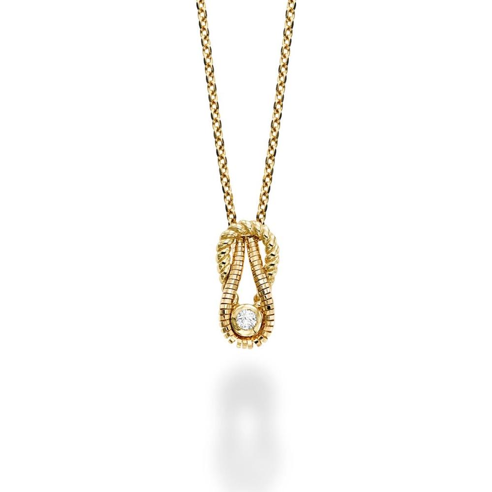 Phillip Gavriel 14K Yellow Gold 18" Italian Cable L'Infinito Diamond Knot Pendant - 0.03 Carat Total Diamond Weight