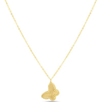 Phillip Gavriel 14K Yellow Gold 18" Popcorn Butterfly Necklace with Diamond-Cut Finish and Adjustable Length