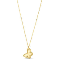 Phillip Gavriel 14K Yellow Gold 18" Popcorn Butterfly Necklace with Diamond-Cut Finish and Adjustable Length