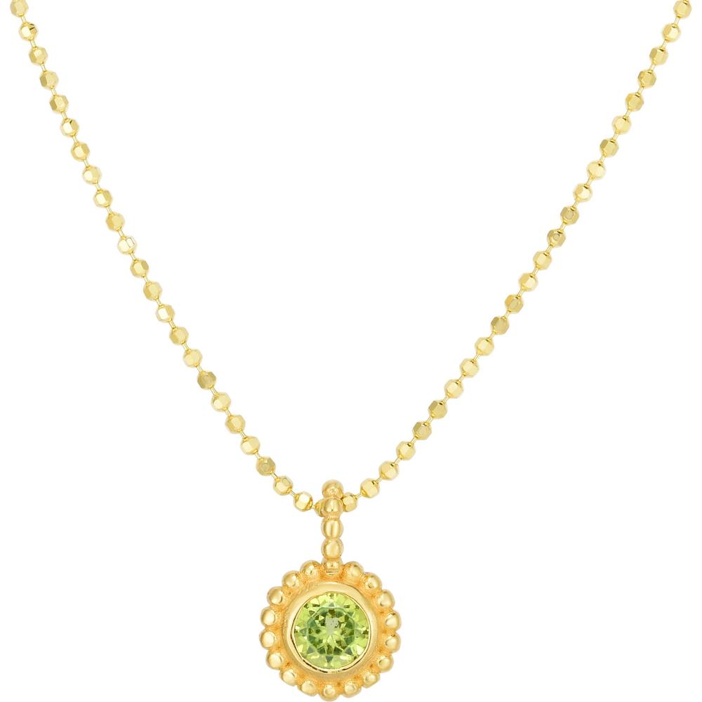 Phillip Gavriel 14K Yellow Gold 18" Popcorn Pendant Necklace with Bezel-Set Peridot Gemstone