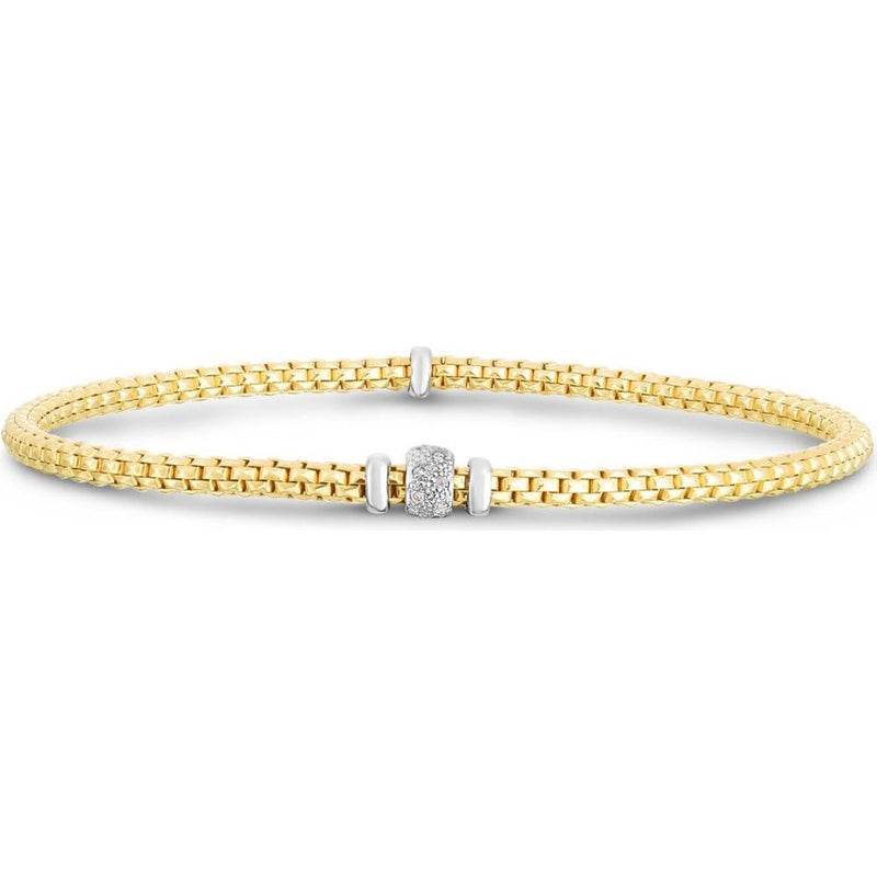 Phillip Gavriel 14K Yellow Gold 3mm Popcorn Stretch Bracelet with 0.08 Carat Diamond Accent