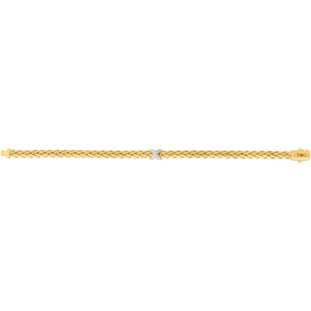 Phillip Gavriel 14K Yellow Gold 7.5" Woven Bracelet with Diamond Accent - 0.13ct