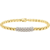 Phillip Gavriel 14K Yellow Gold 8.25" Two-Tone Venetian Link ID Bracelet with Lobster Clasp