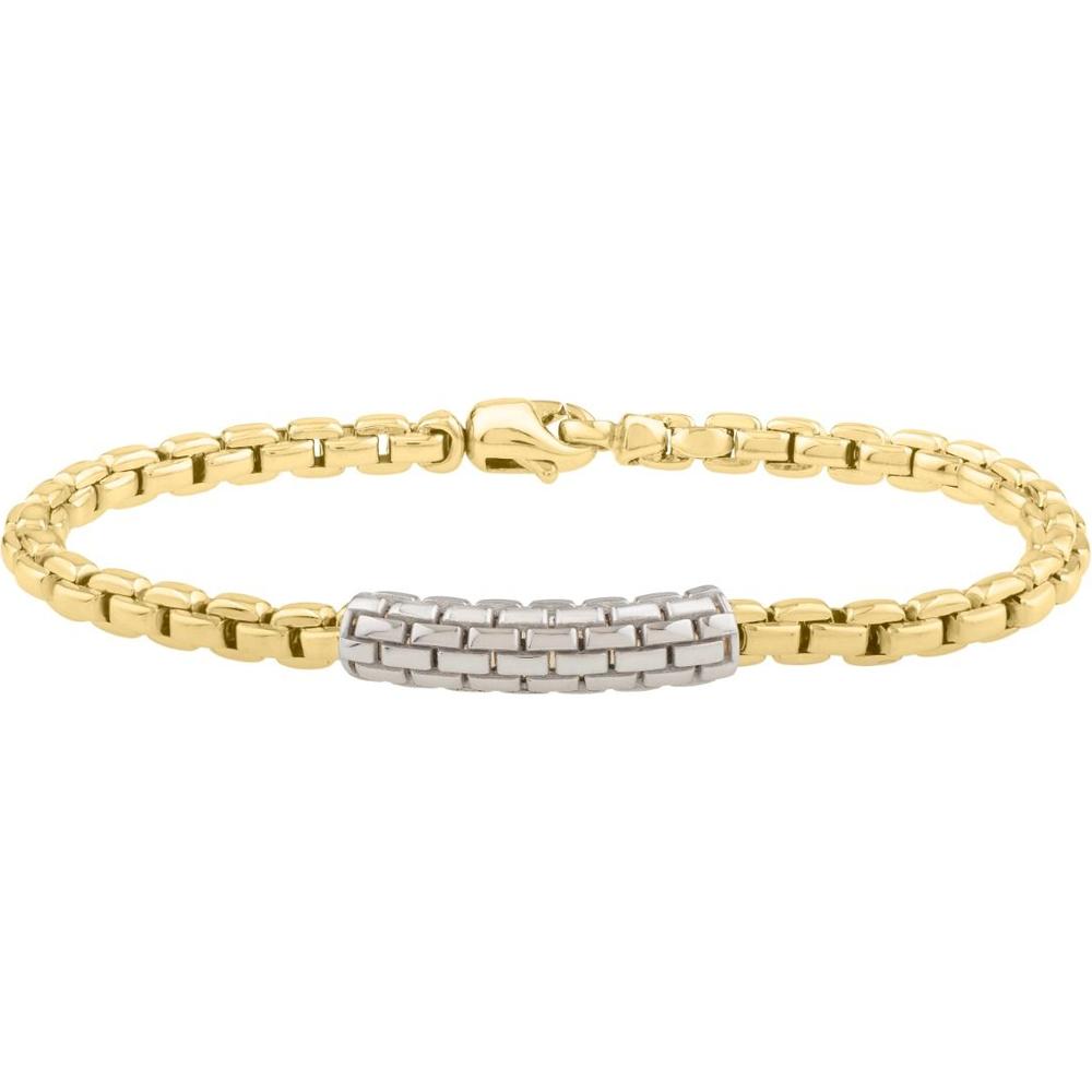 Phillip Gavriel 14K Yellow Gold 8.25" Two-Tone Venetian Link ID Bracelet with Lobster Clasp