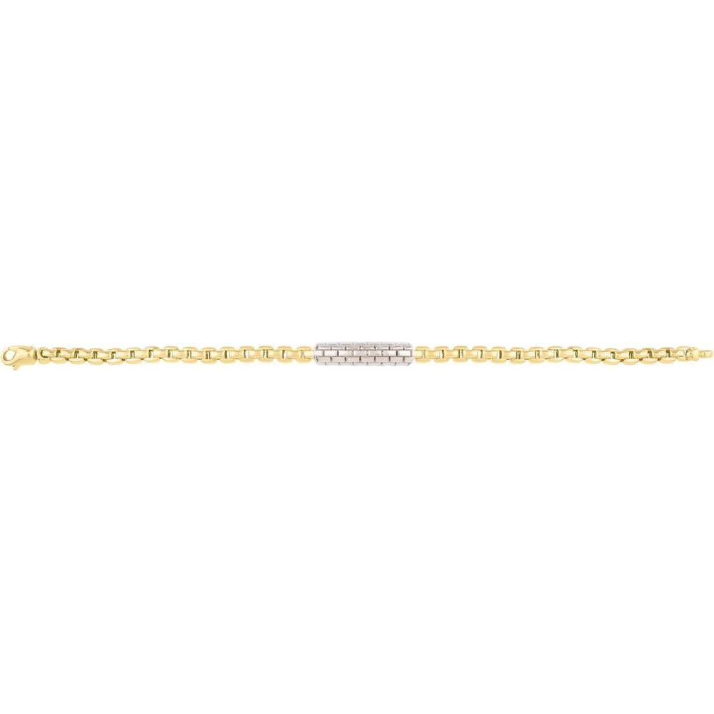 Phillip Gavriel 14K Yellow Gold 8.25" Two-Tone Venetian Link ID Bracelet with Lobster Clasp