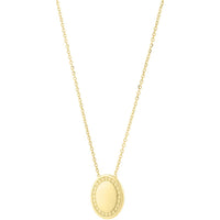 Phillip Gavriel 14K Yellow Gold Beaded Oval Pendant Necklace with Polished Finish - 18" Length, Adjustable to 16"
