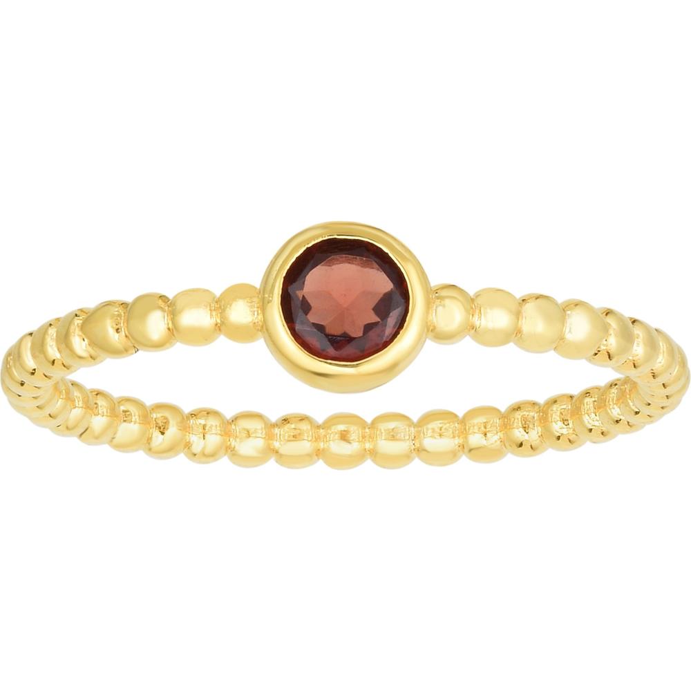 Phillip Gavriel 14K Yellow Gold Bezel-Set Round Garnet Popcorn Ring Collection - Size 7