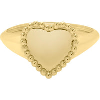 Phillip Gavriel 14K Yellow Gold Heart Ring with Popcorn Bead Border - Size 6