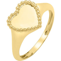 Phillip Gavriel 14K Yellow Gold Heart Ring with Popcorn Bead Border - Size 6
