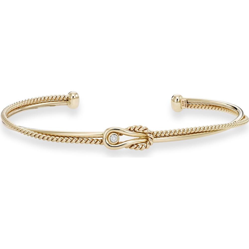 Phillip Gavriel 14K Yellow Gold Italian Cable L'Infinito Diamond Knot Cuff Bracelet with 0.03 Carat Diamond Accent