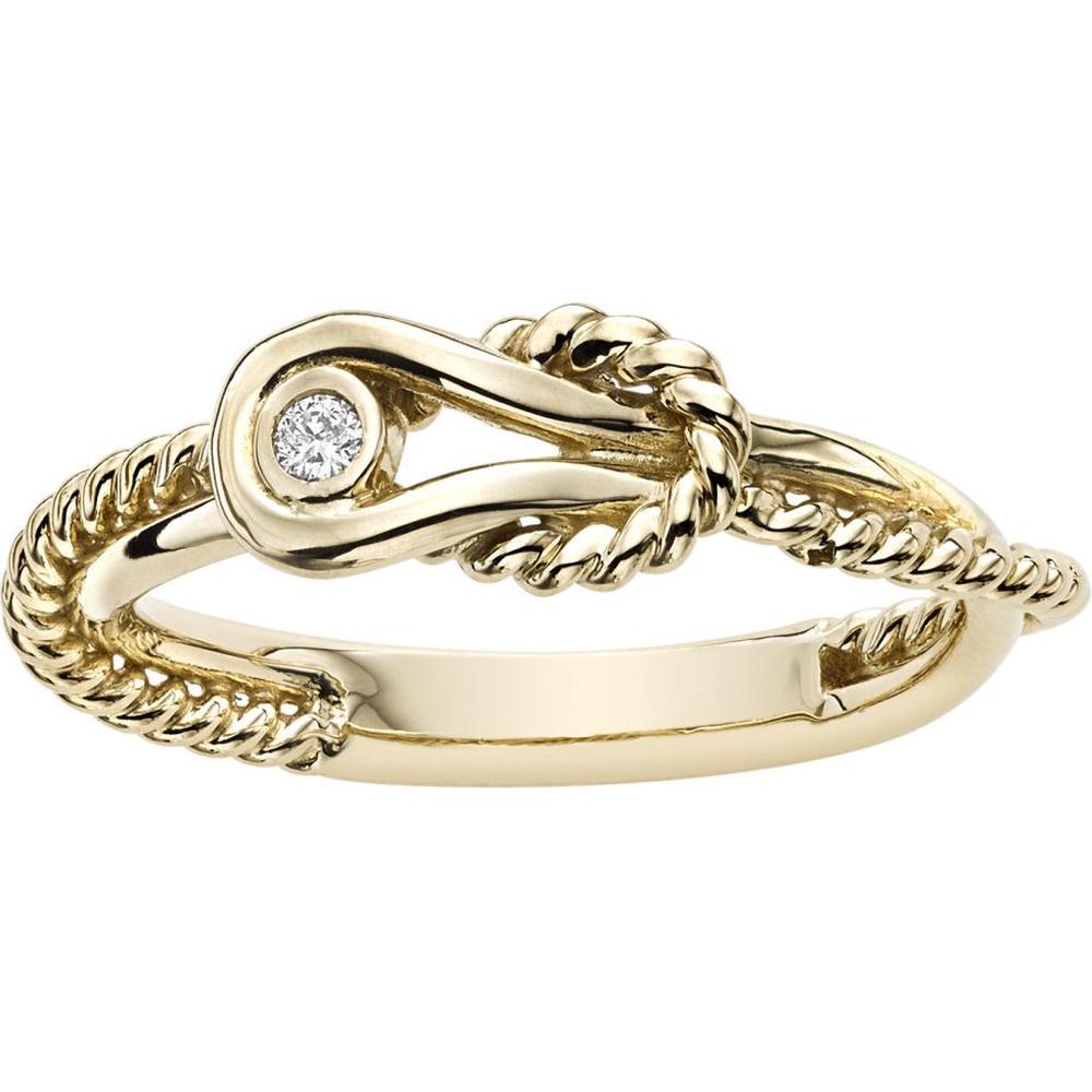 Phillip Gavriel 14K Yellow Gold Italian Cable Love Knot Ring with 0.03 Carat Round Diamond - Size 7