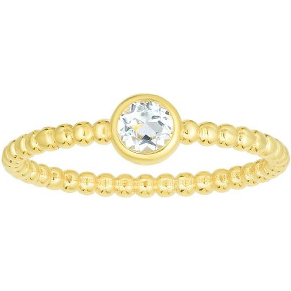 Phillip Gavriel 14K Yellow Gold Popcorn Band Ring with Bezel Set Round Aquamarine - Size 7
