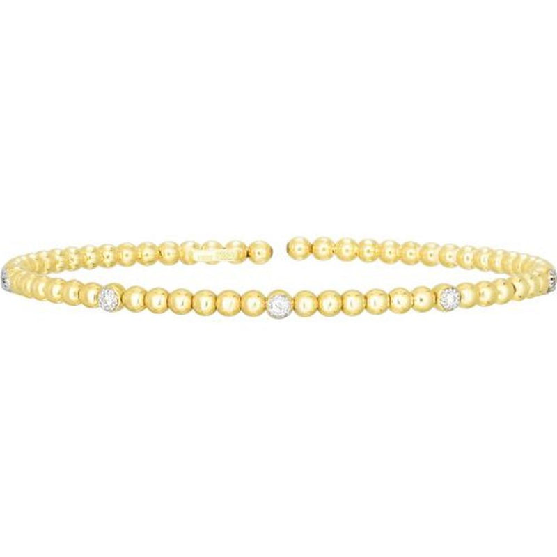 Phillip Gavriel 14K Yellow Gold Popcorn Bead Cuff Bracelet with Diamonds - 0.05 Carat Total Diamond Weight