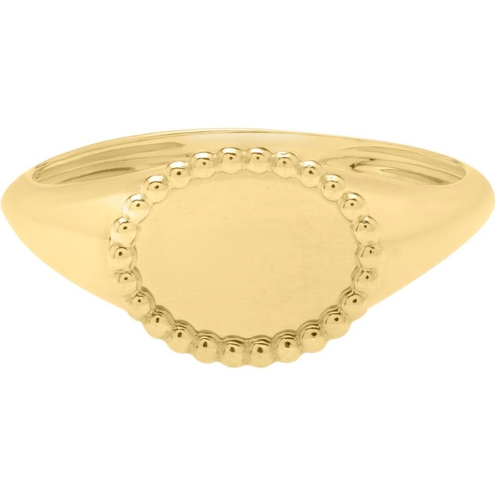 Phillip Gavriel 14K Yellow Gold Popcorn Bead Oval Ring with Polished Finish - Size 8