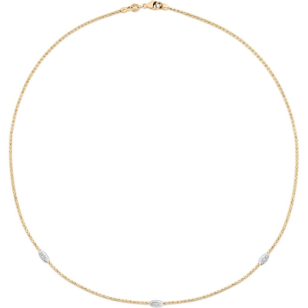 Phillip Gavriel 14K Yellow Gold Popcorn Diamond Station Necklace with Diamond Cut Finish - 0.09 Carat Total Diamond Weight - 18"