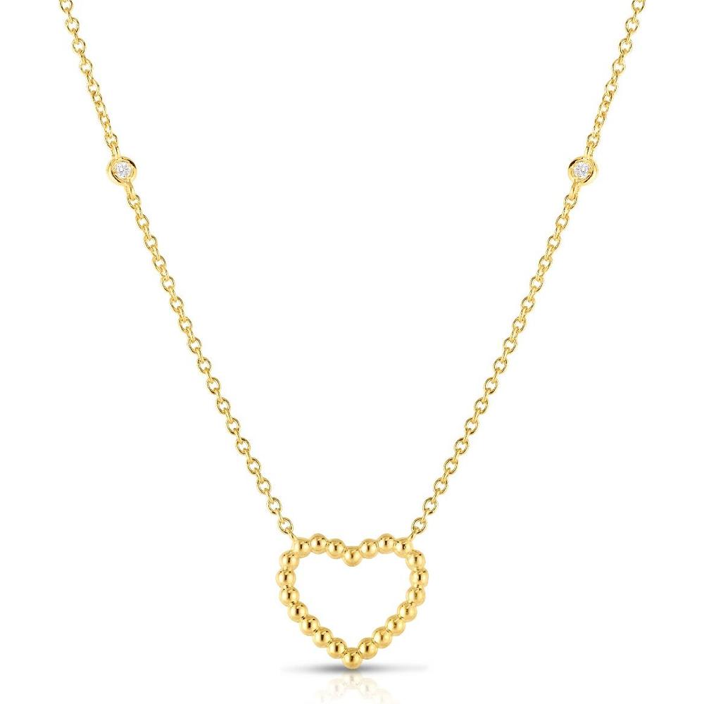 Phillip Gavriel 14K Yellow Gold Popcorn Heart Necklace with Diamond Accents - 18"