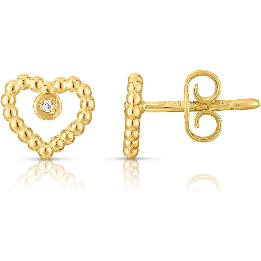 Phillip Gavriel 14K Yellow Gold Popcorn Heart Stud Earrings with Diamond Accent - 0.01 Carat Total Diamond Weight