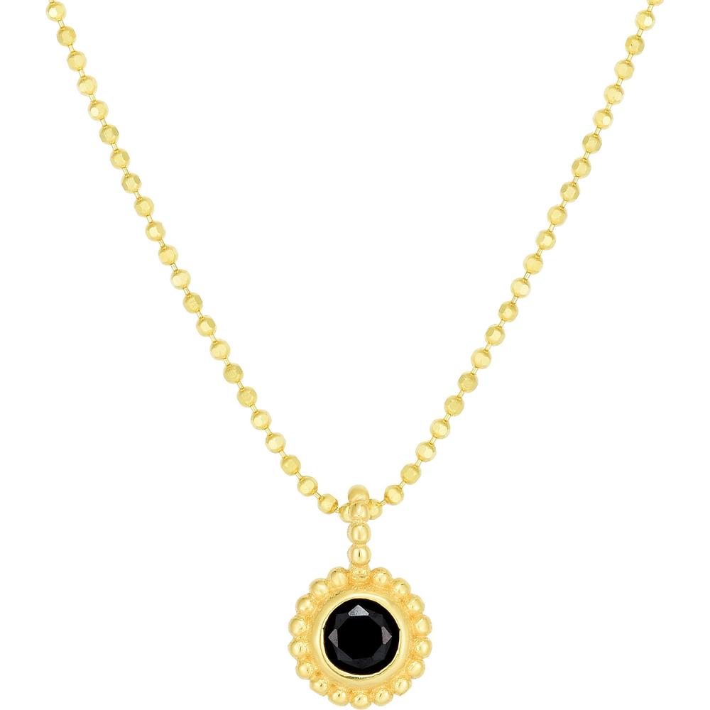 Phillip Gavriel 14K Yellow Gold Popcorn Necklace with Round Black Spinel Pendant - 2.45g Total Gold Weight - 18"