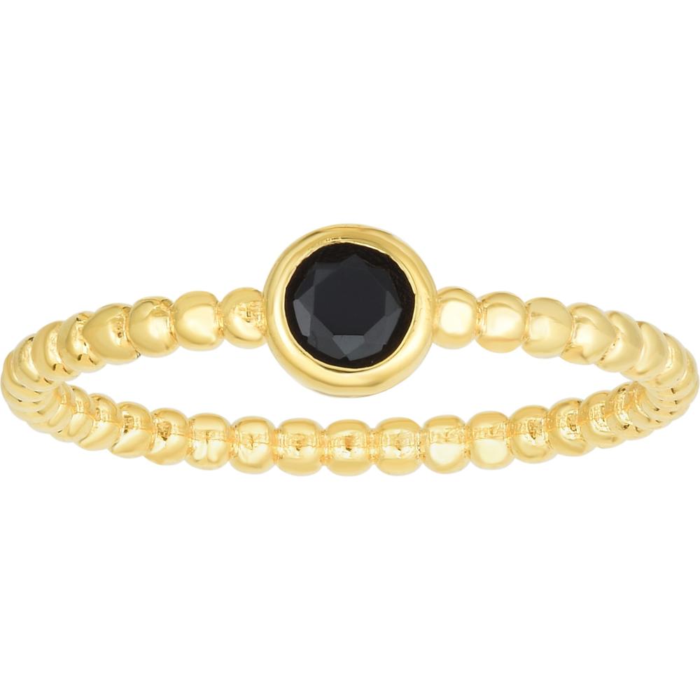 Phillip Gavriel 14K Yellow Gold Popcorn Ring with Bezel Set Round Black Spinel Collection - Size 7