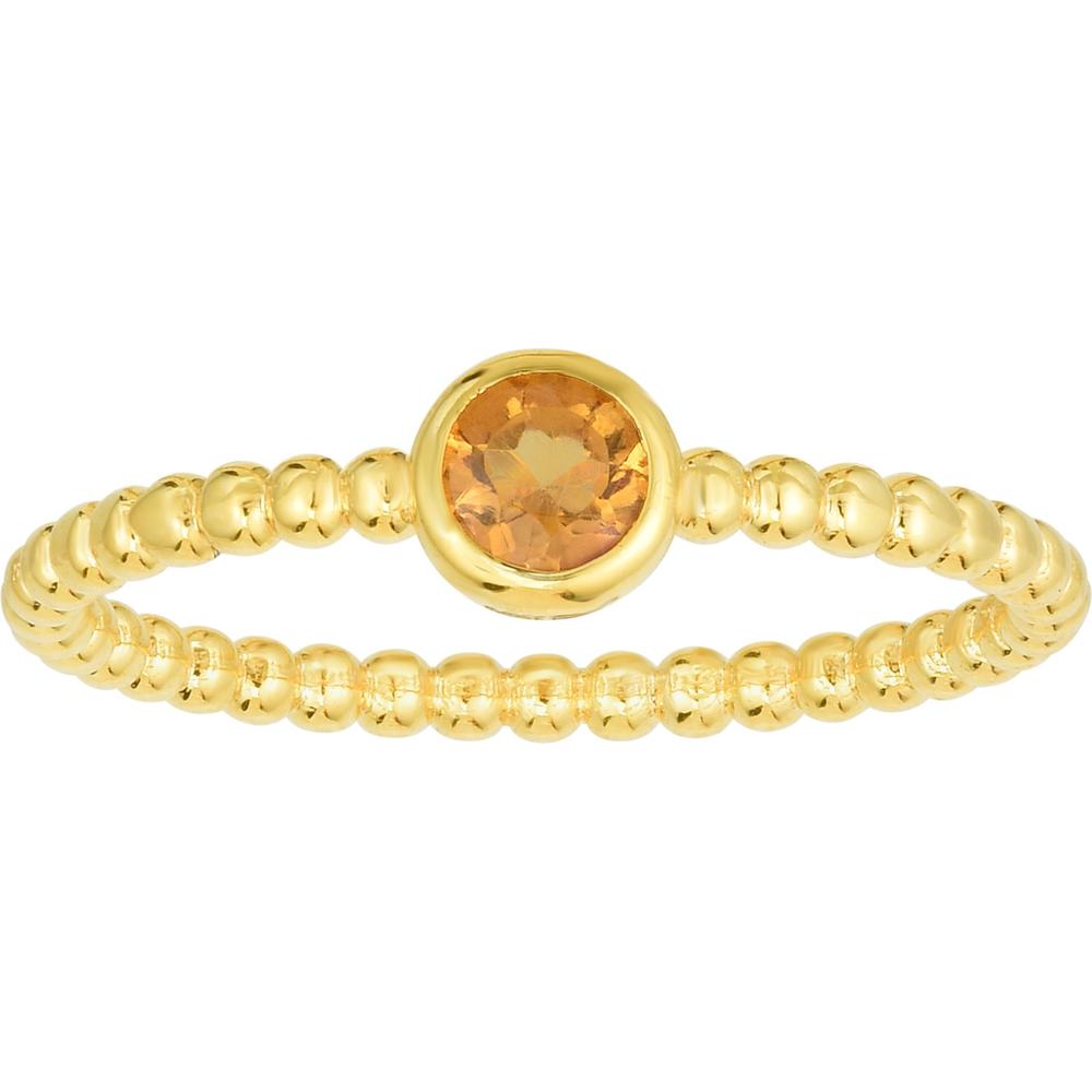 Phillip Gavriel 14K Yellow Gold Popcorn Ring with Round Citrine Gemstone - Size 8