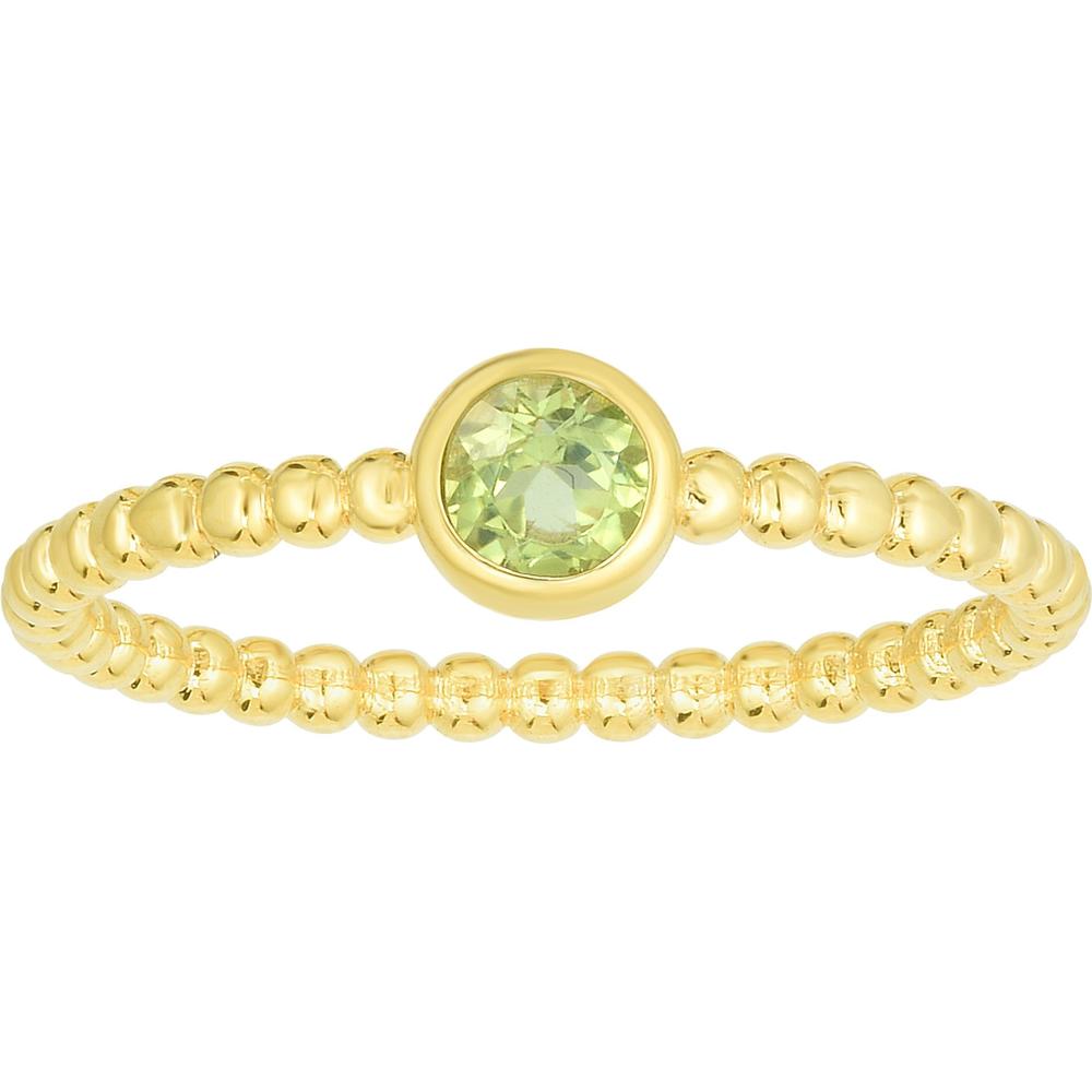 Phillip Gavriel 14K Yellow Gold Popcorn Ring with Round Peridot Gemstone - Size 8