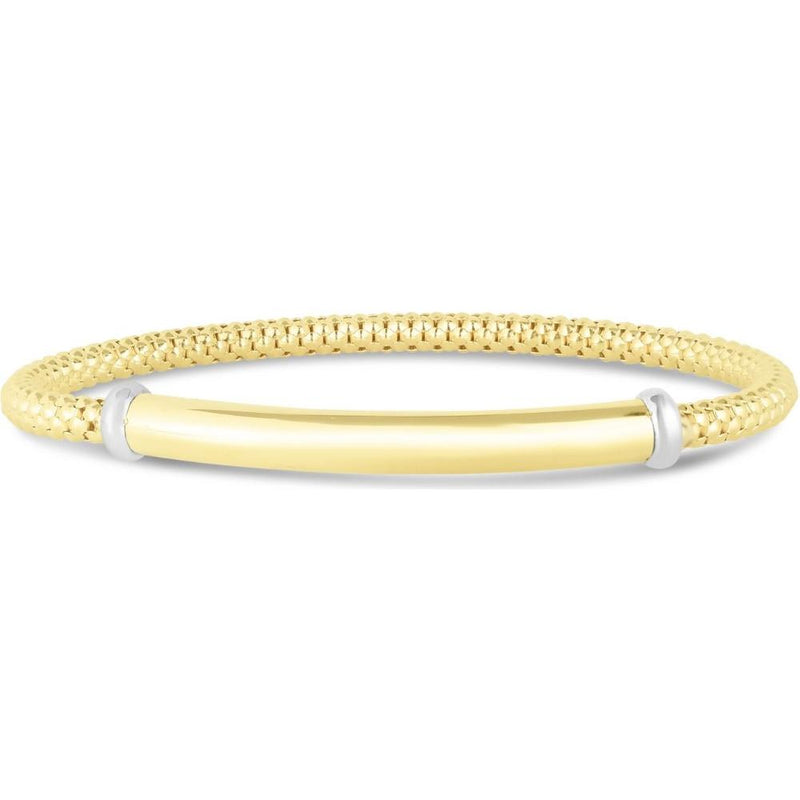 Phillip Gavriel 14K Yellow Gold Popcorn Stretch Bracelet with Polished Bar