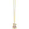 Phillip Gavriel 14K Yellow Gold Teddy Bear Necklace with Pink Mother of Pearl Pendant - 18" Popcorn Chain