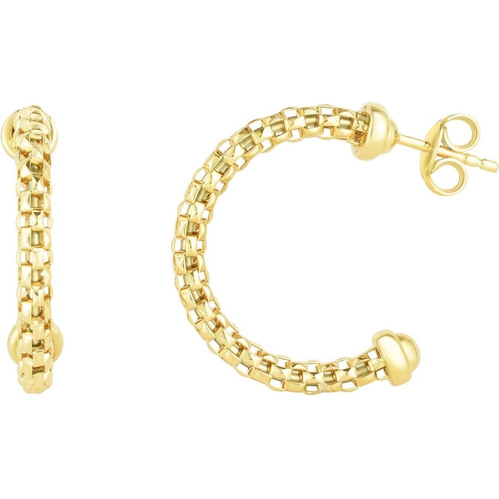 Phillip Gavriel 14K Yellow Gold Textured Popcorn Hoop Earrings with Push Back Closure