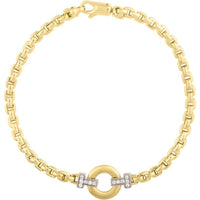 Phillip Gavriel 14K Yellow Gold Venetian Cable Link Bracelet with 0.16 Carat Diamond Accent - 7.25"