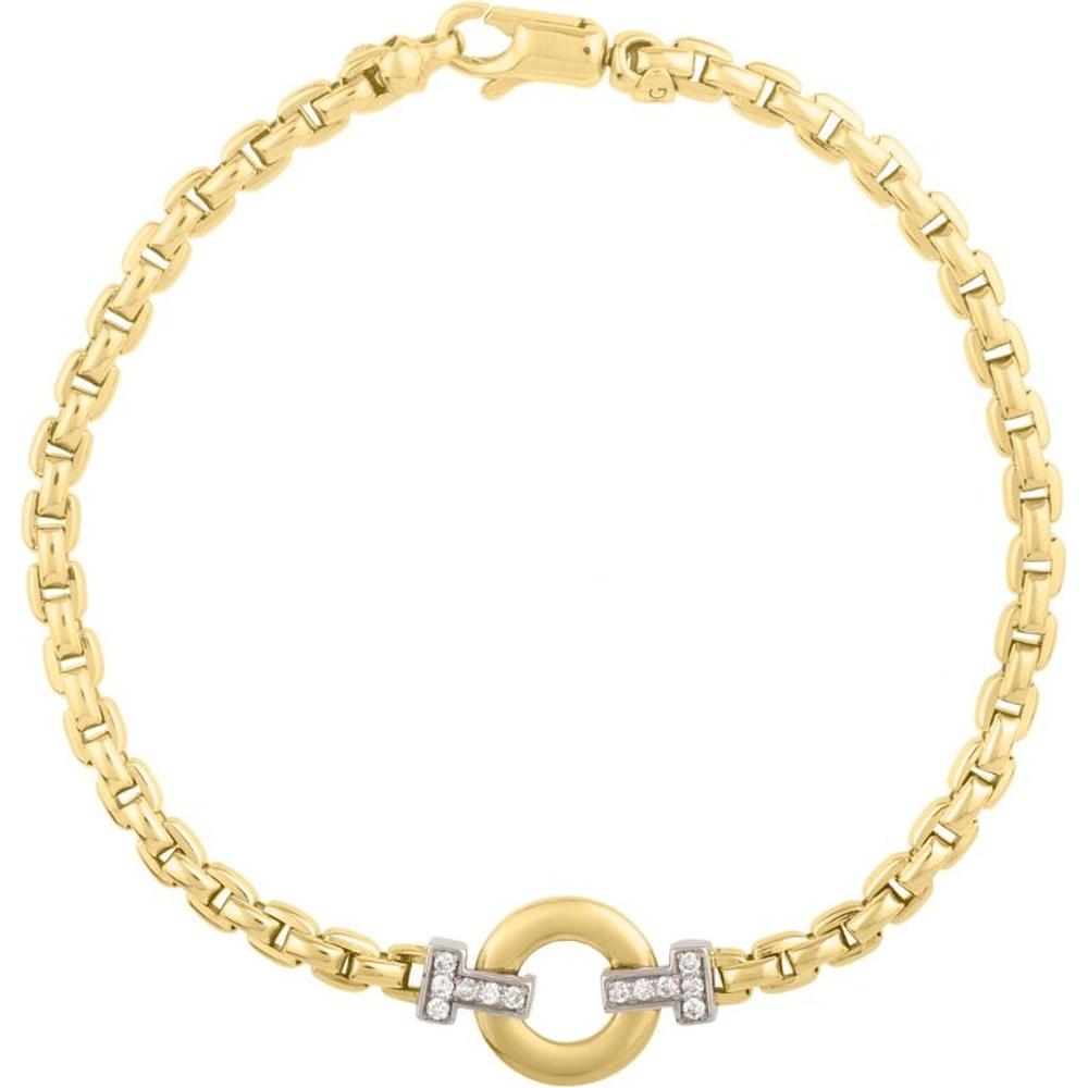 Phillip Gavriel 14K Yellow Gold Venetian Cable Link Bracelet with 0.16 Carat Diamond Accent - 7.25"