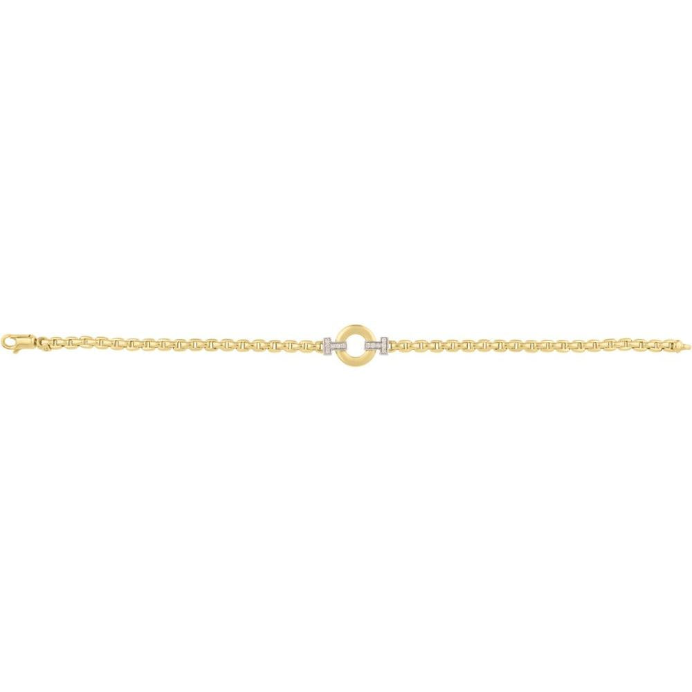 Phillip Gavriel 14K Yellow Gold Venetian Cable Link Bracelet with 0.16 Carat Diamond Accent - 7.25"