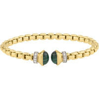 Phillip Gavriel 14K Yellow Gold Venetian Link Bangle with Green Malachite and 0.20 Carat Diamond Accents