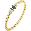 Phillip Gavriel 14K Yellow Gold Venetian Link Bangle with Green Malachite and 0.20 Carat Diamond Accents