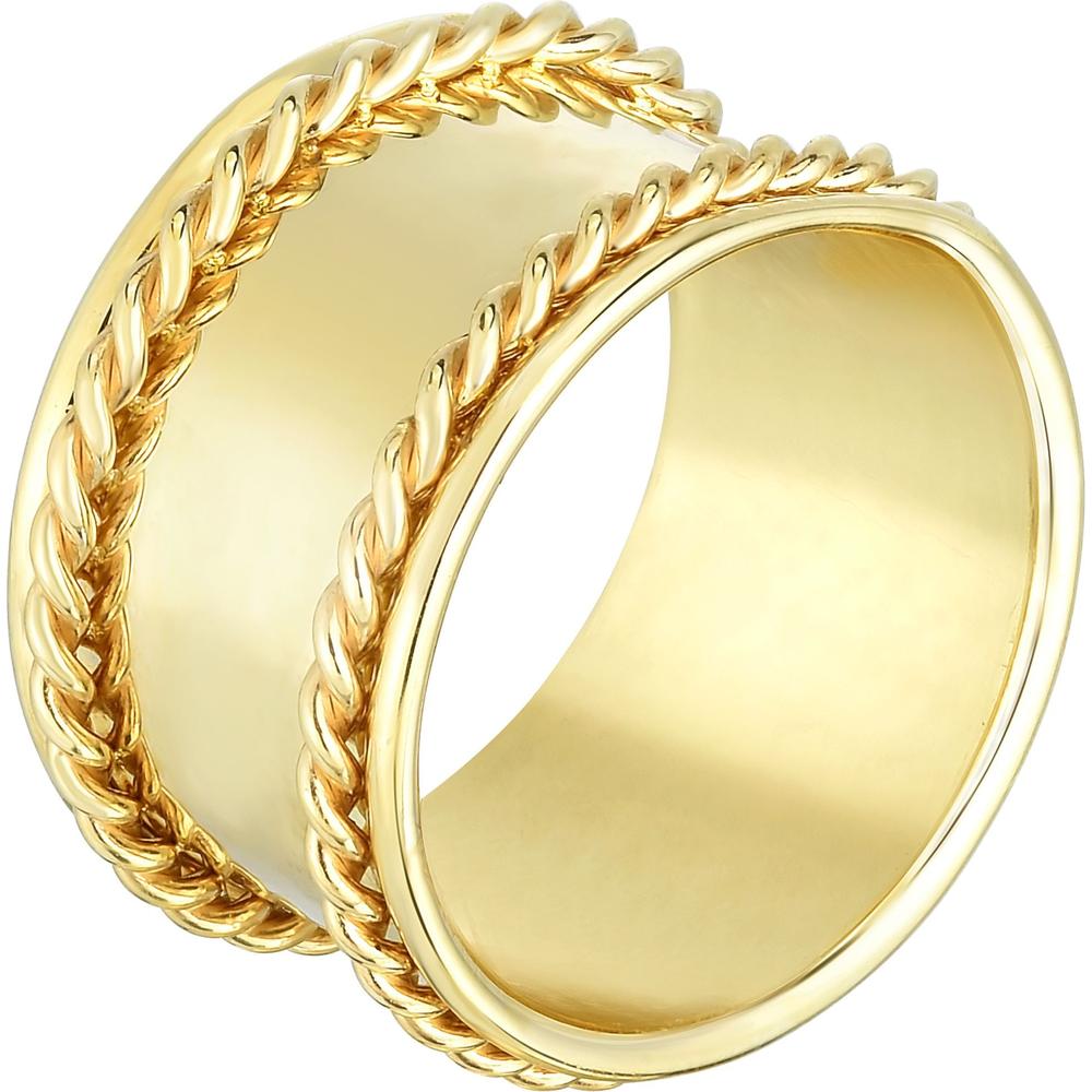 Phillip Gavriel 14K Yellow Gold Wide Lucia Band Ring with Italian Cable Detail - Size 7
