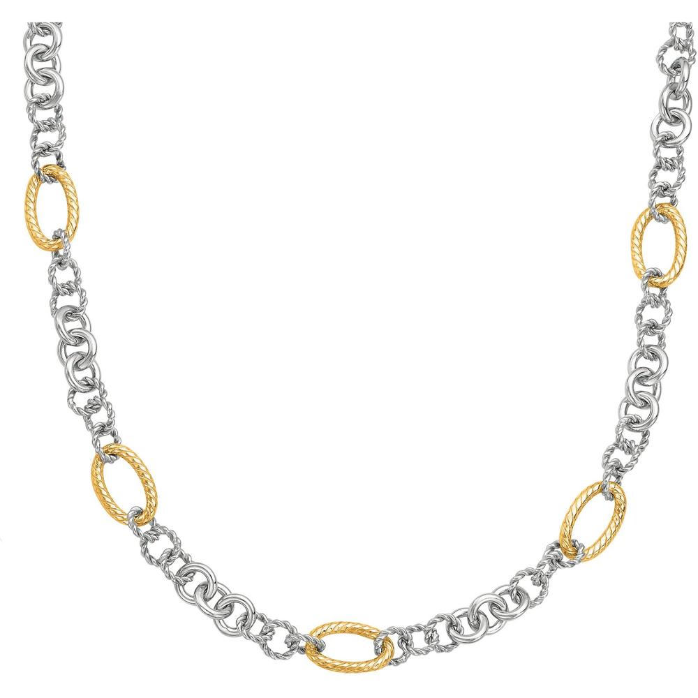 Phillip Gavriel 18" Silver & 18K Gold Italian Cable Link Necklace