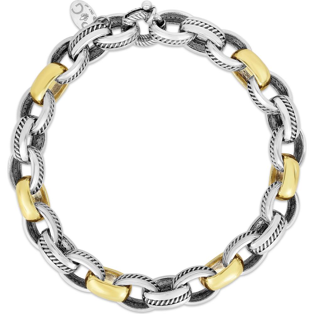 Phillip Gavriel 18K Gold & Sterling Silver 8.5"Italian Cable Link Bracelet with Polished Finish