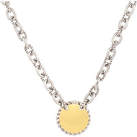 Phillip Gavriel 18K Gold & Sterling Silver Italian Cable Bracelet with Circle Medallion - 7.25" Two-Tone Bracelet