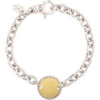 Phillip Gavriel 18K Gold & Sterling Silver Italian Cable Bracelet with Circle Medallion - 7.25" Two-Tone Bracelet