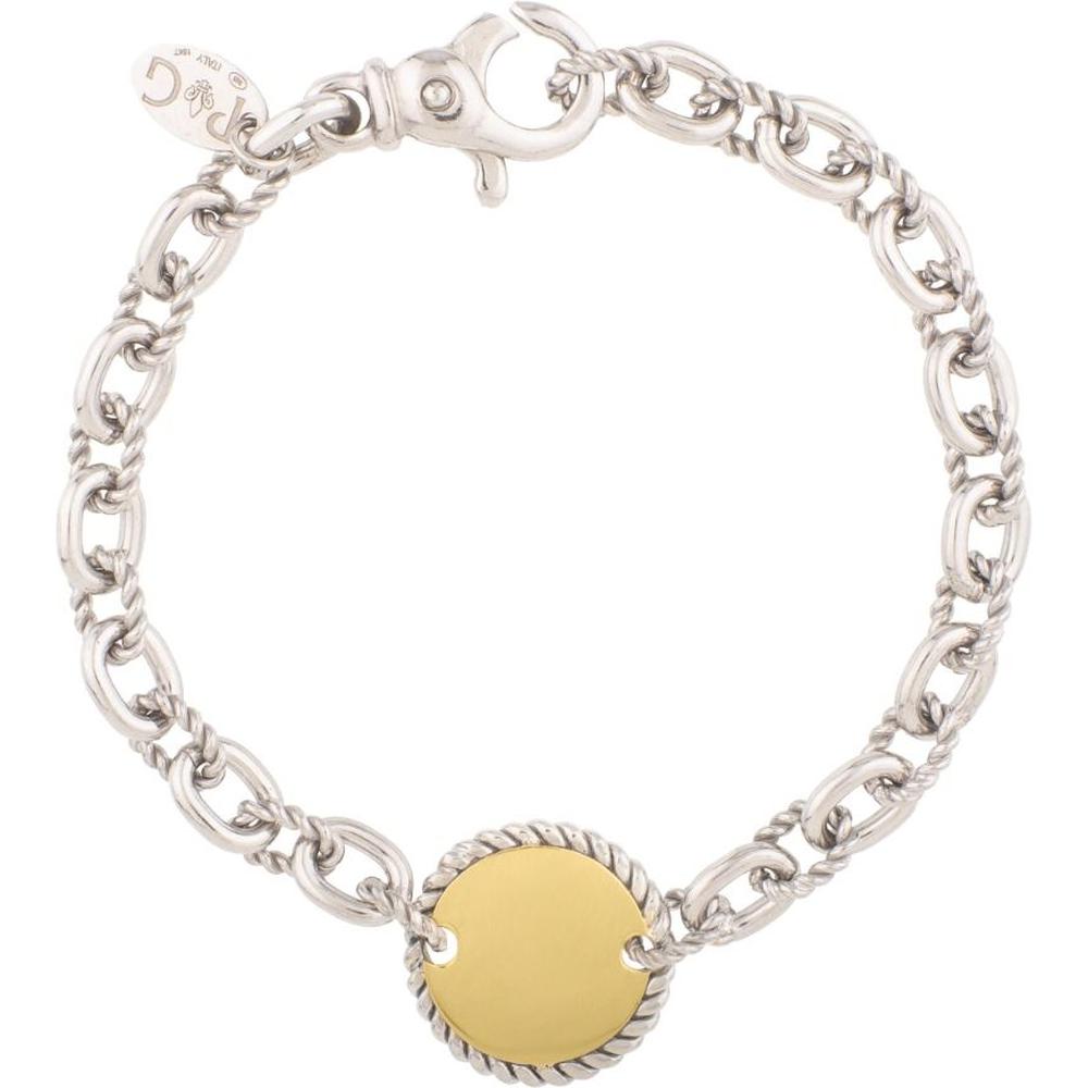 Phillip Gavriel 18K Gold & Sterling Silver Italian Cable Bracelet with Circle Medallion - 7.25" Two-Tone Bracelet