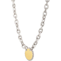 Phillip Gavriel 18K Gold & Sterling Silver Italian Cable Bracelet with Circle Medallion - 7.25" Two-Tone Bracelet