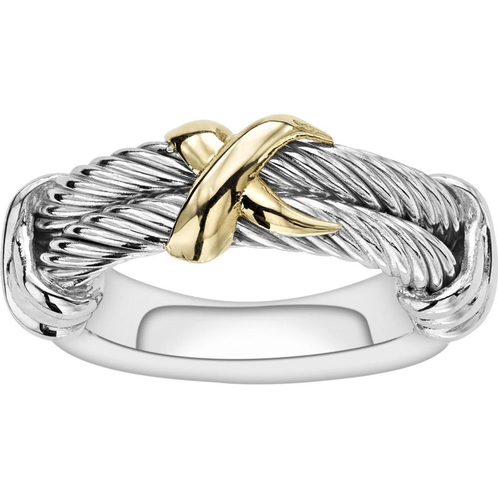 Phillip Gavriel 18K Gold & Sterling Silver Italian Cable Ring with Crossover Design