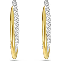 Phillip Gavriel 18K Gold and Sterling Silver Twisted Oval Hoop Earrings with Polished Finish