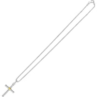 Phillip Gavriel 20" Sterling Silver & 18K Gold Cross Necklace with Twisted Rope Design
