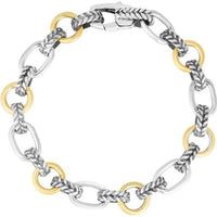 Phillip Gavriel 7.5" Sterling Silver & 18K Gold Mixed Link Cable Chain Bracelet - Italian Cable Collection
