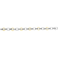 Phillip Gavriel 7.5" Sterling Silver & 18K Gold Mixed Link Cable Chain Bracelet - Italian Cable Collection